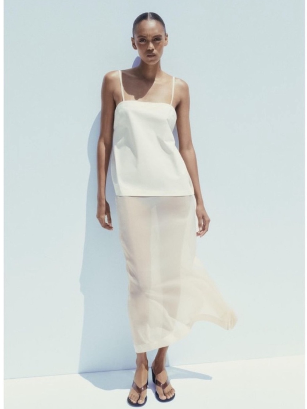 Zara Cream Organza Combination Top - Picture 8 of 9